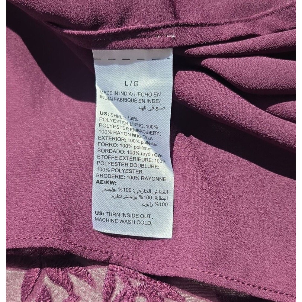 WHBM Tank Top Floral Embroidered w/ Sheer Layer Romantic Feminine Boho Purple L - Picture 5 of 8